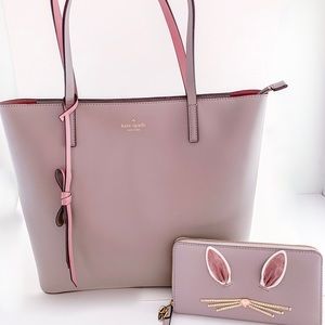 Kate Spade Lawton Way Rose Cityscape tan pink EUC